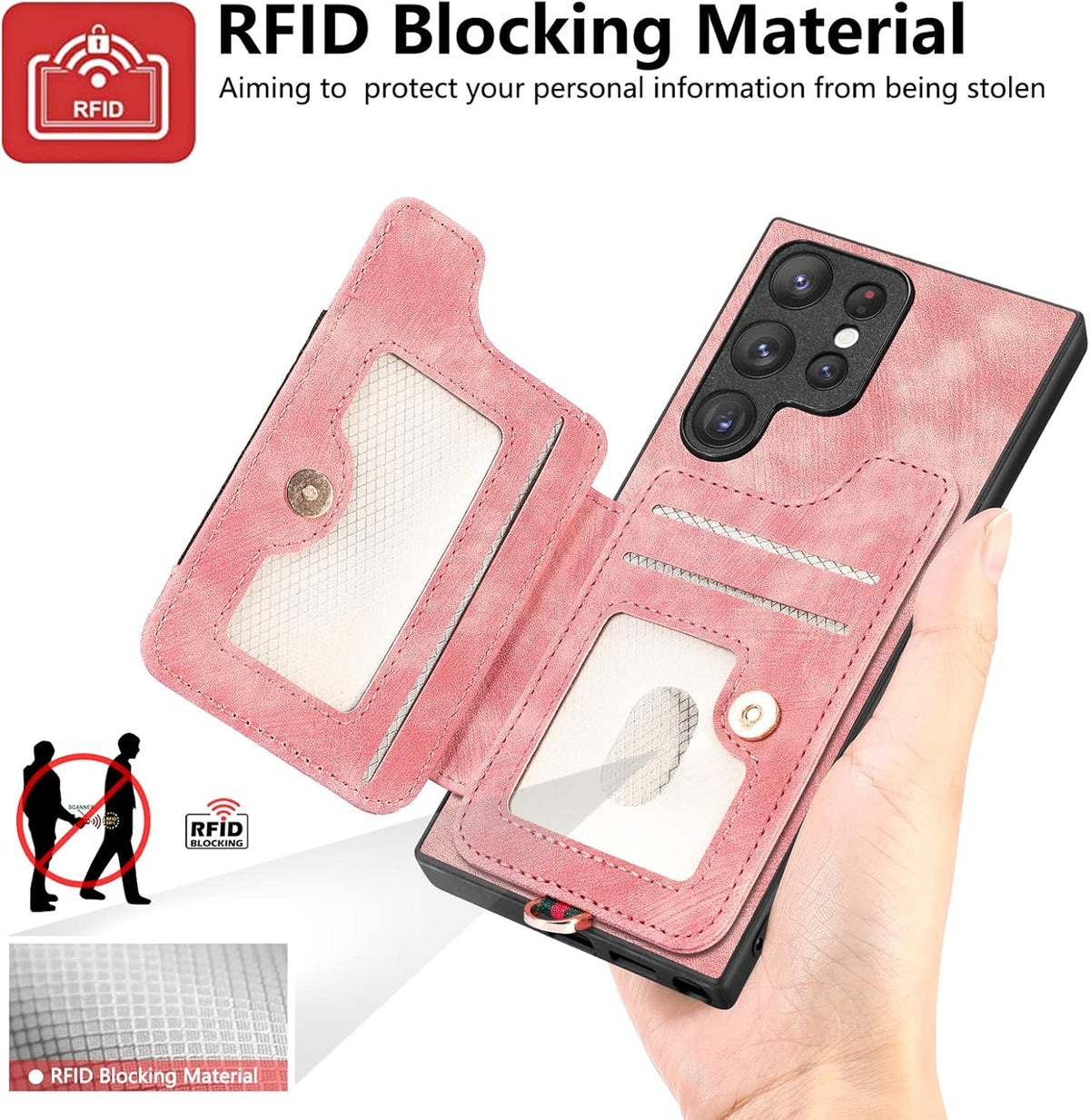 Card Holder phone case for Samsung Galaxy S22 Ultra 5G with screen pr