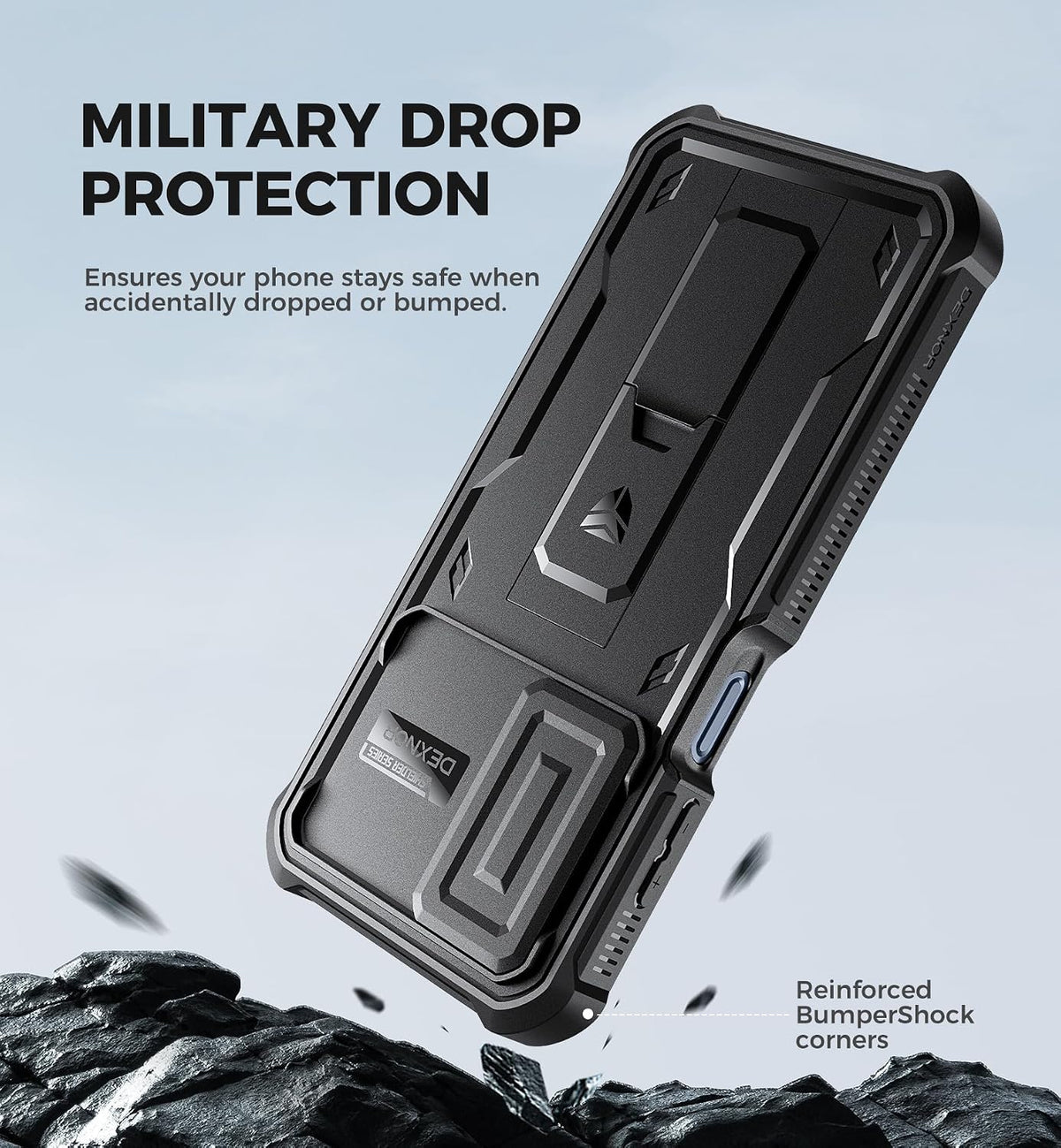 Shockproof phone case for Samsung Galaxy A35-5G with screen protector, 6.6-inch screen.