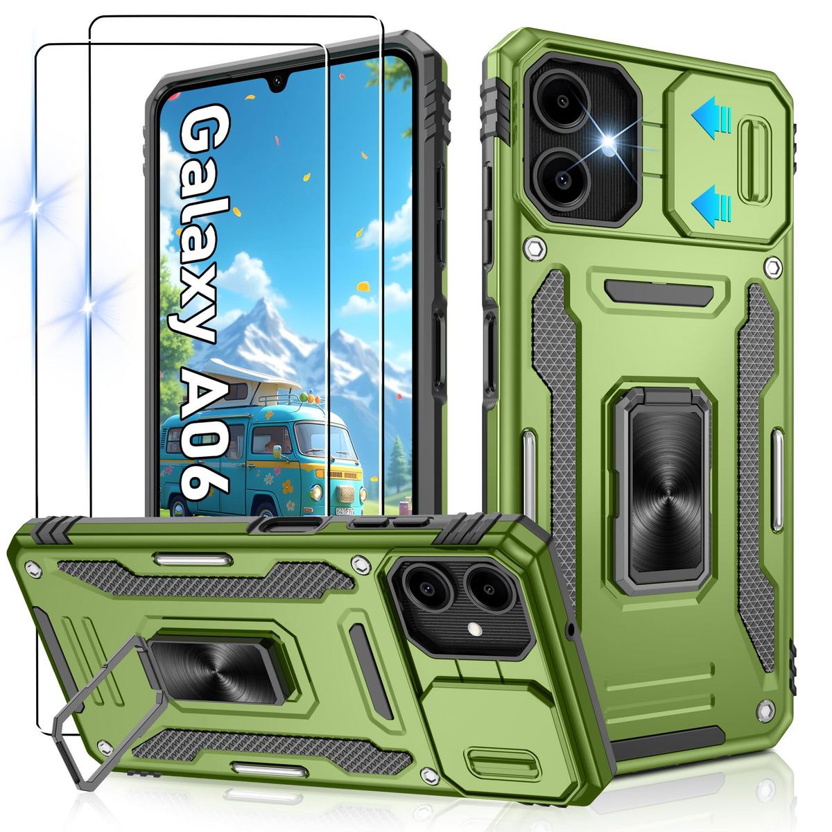 Shockproof phone case for Samsung A26 5G with 2 screen protectors