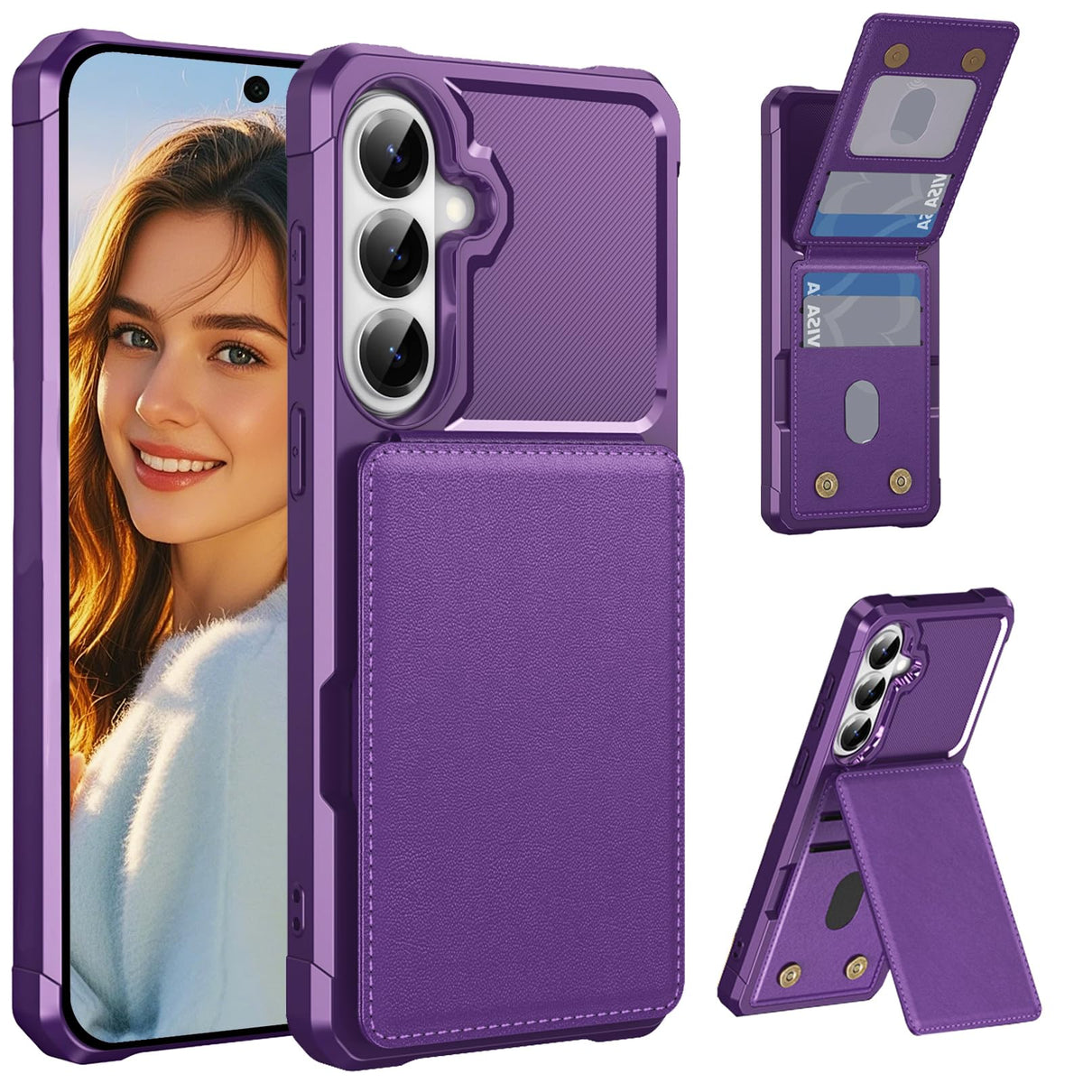 Flip wallet case for Samsung Galaxy A17, military-grade shockproof, with stand