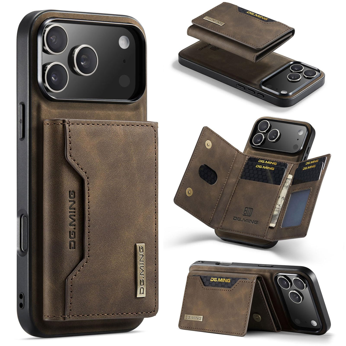 Leather phone case with card slot for iPhone 17 Pro Max