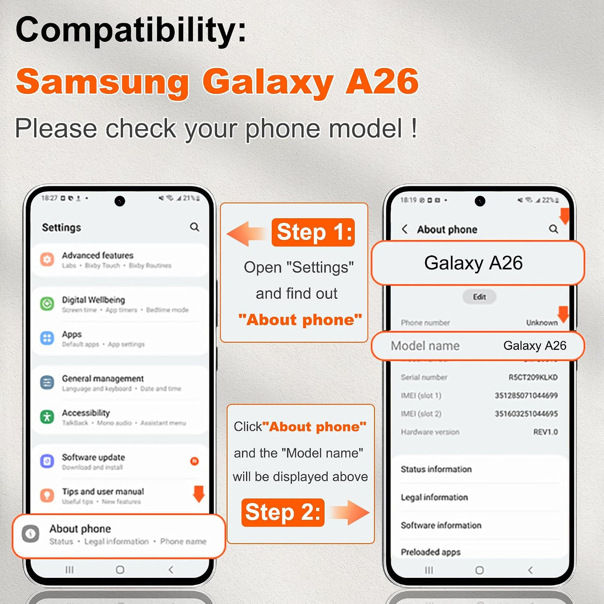 Shockproof phone case for Samsung A26 5G with 2 screen protectors