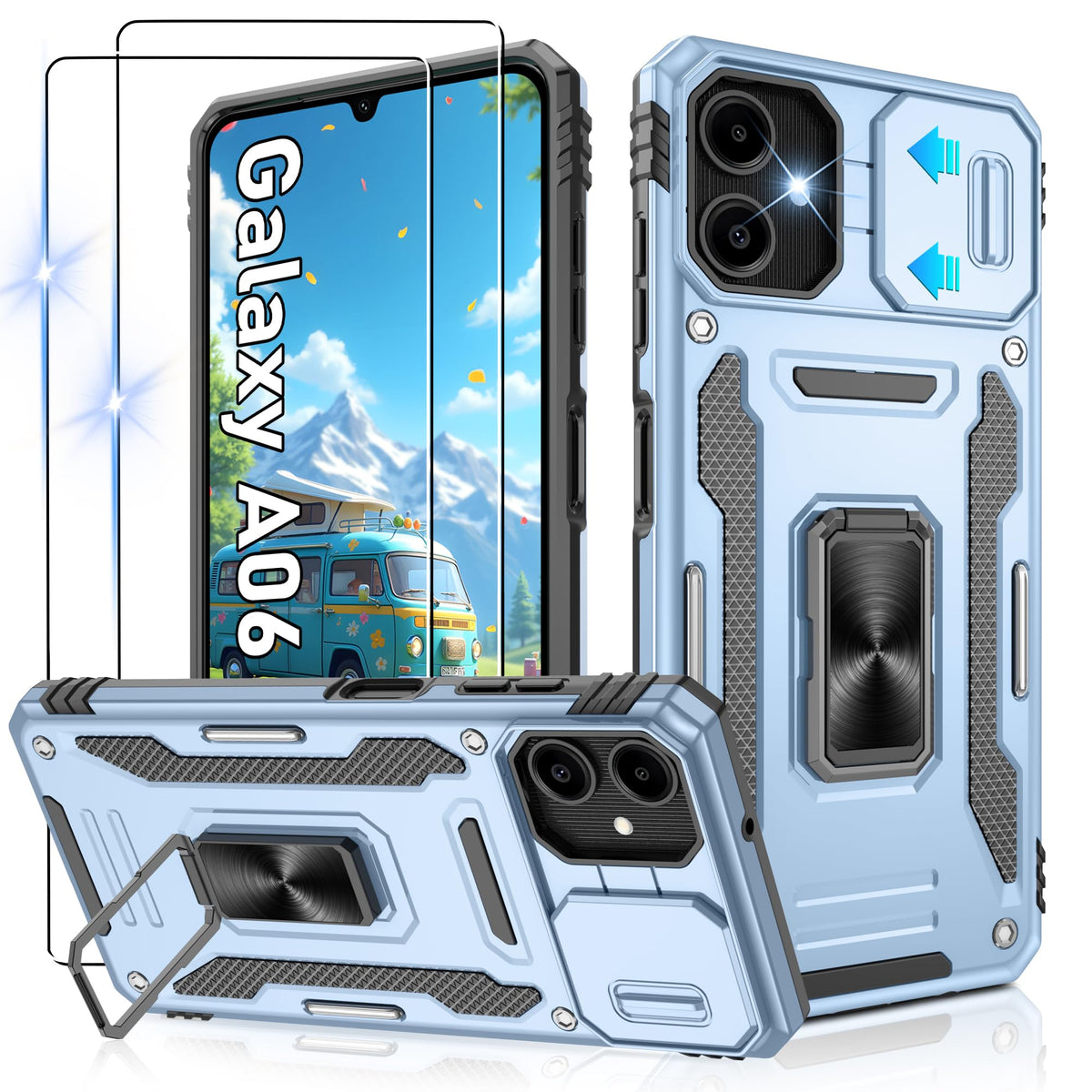 Shockproof phone case for Samsung A26 5G with 2 screen protectors