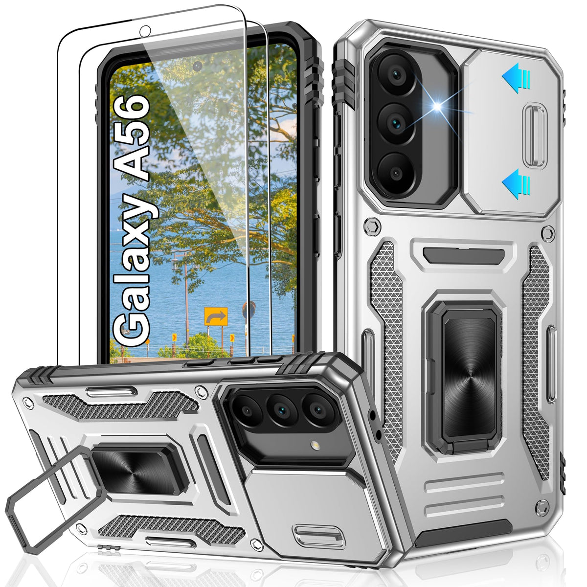Shockproof phone case for Samsung A26 5G with 2 screen protectors