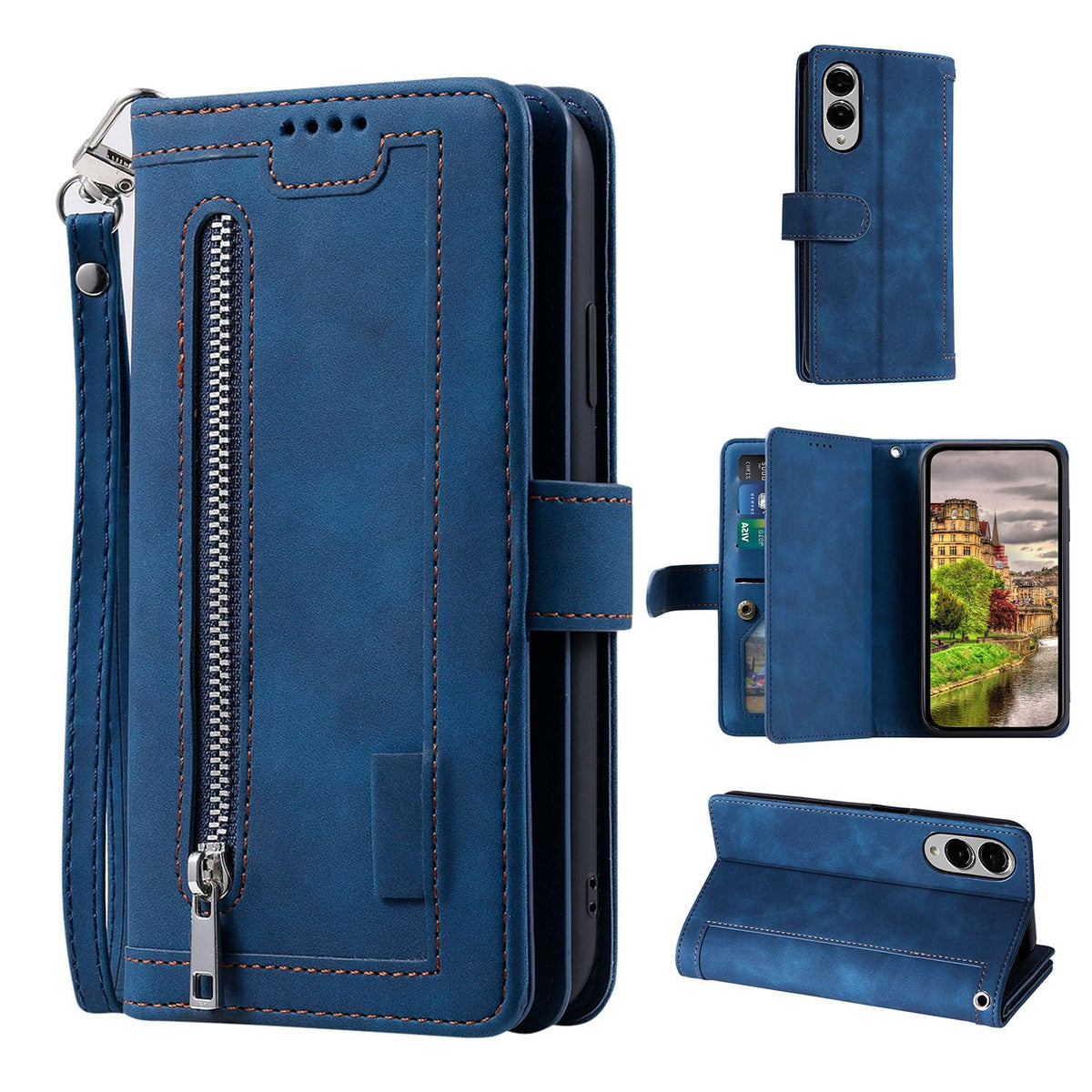 Wallet-style leather phone case for Samsung Galaxy S26 Ultra, retro style