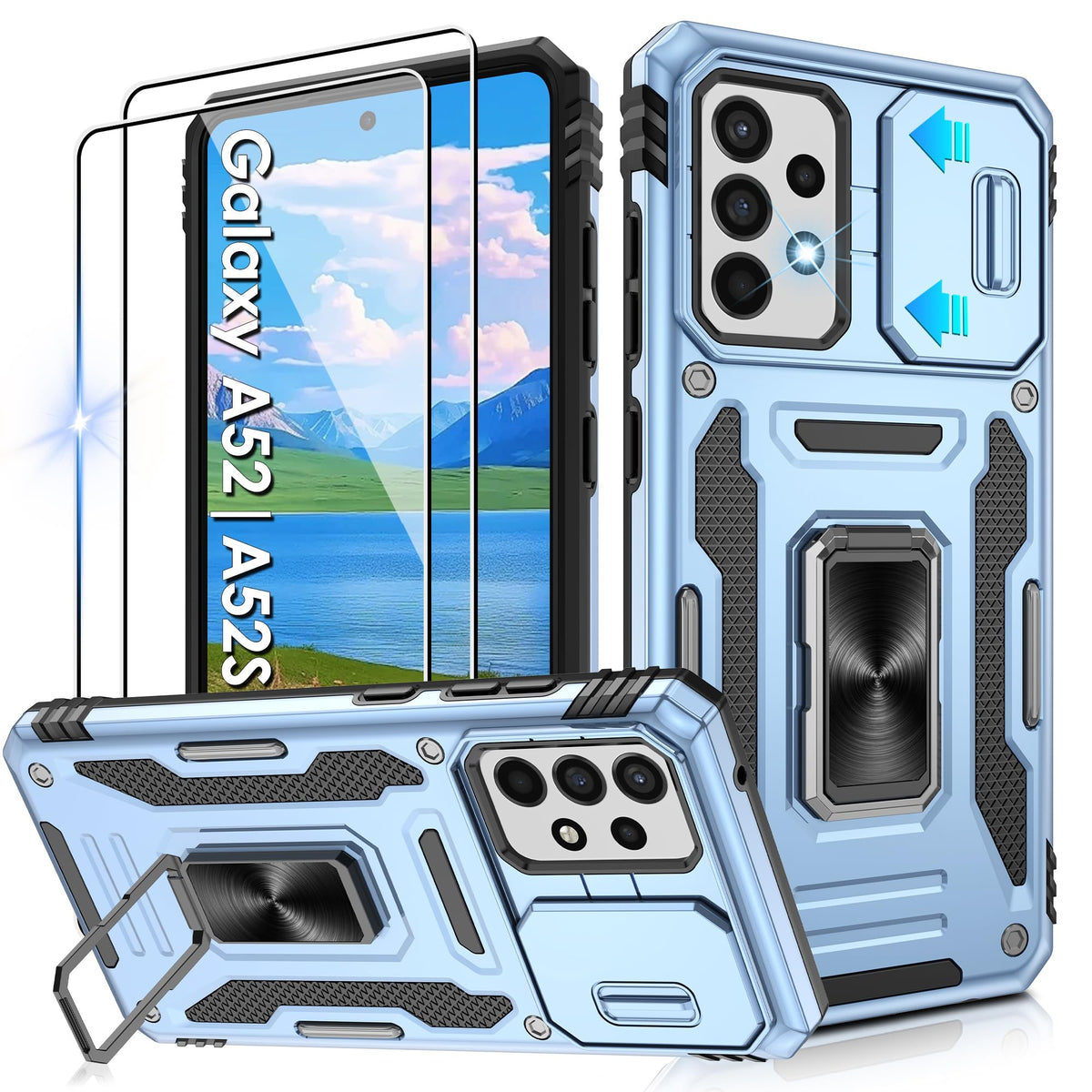 Shockproof phone case for Samsung A26 5G with 2 screen protectors