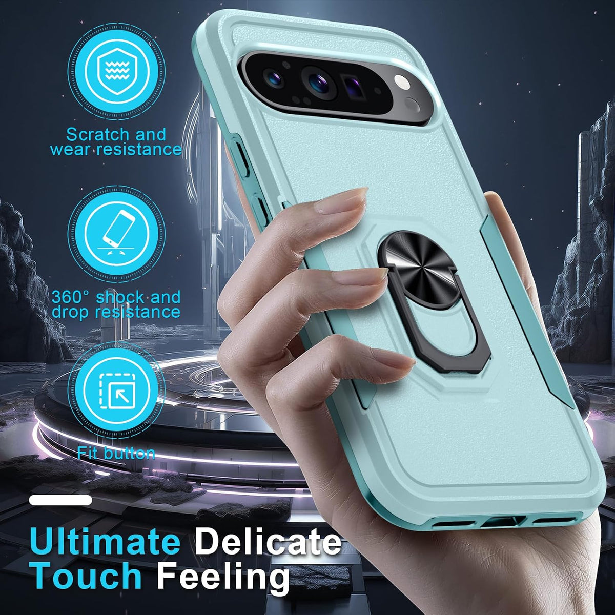TPU phone case for Google Pixel 10/10 Pro with built-in metal ring holder