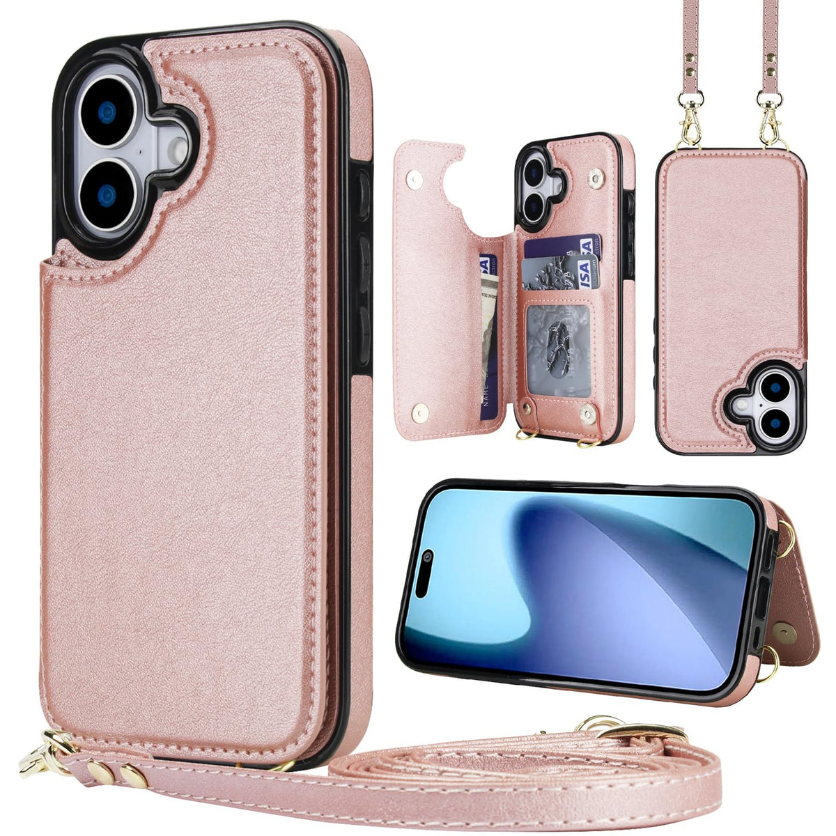 Wallet PU Leather Phone Case for iPhone 17 Pro RFID Blocking 
