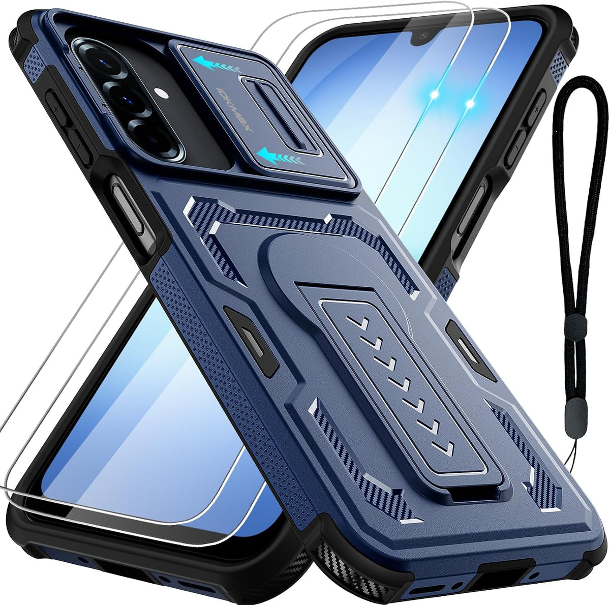 Shockproof phone case for Samsung Galaxy A17/A16/A26-4G/5G, includes 2 screen protectors.