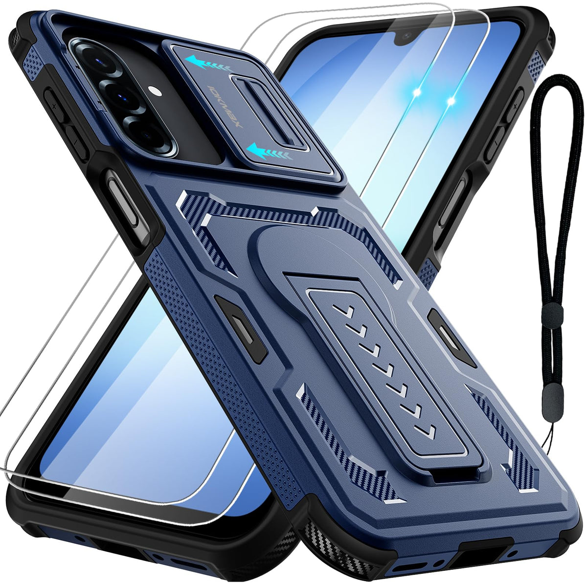 Shockproof phone case for Samsung Galaxy A17/A16/A26-4G/5G, includes 2 screen protectors.