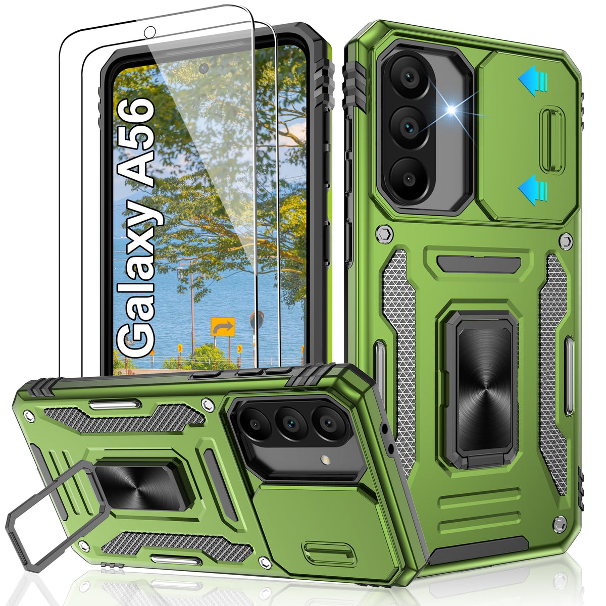 Shockproof phone case for Samsung A26 5G with 2 screen protectors