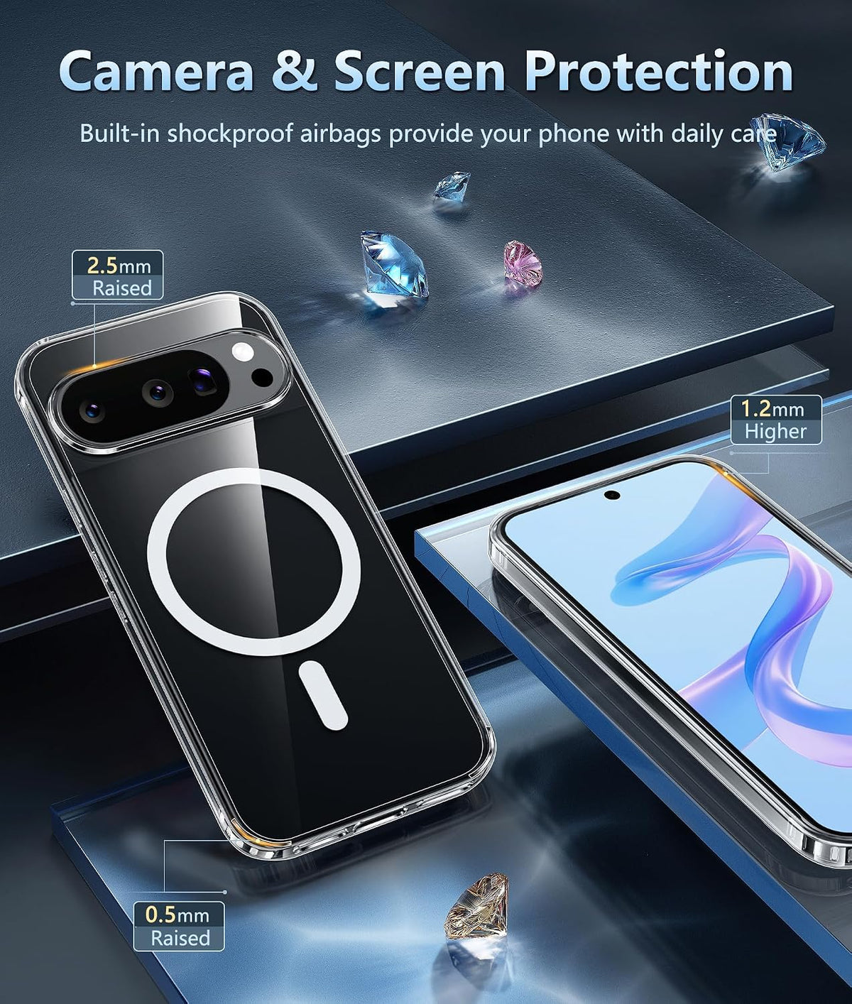 MagSafe clear phone case with screen protector for Google Pixel 10/10 Pro