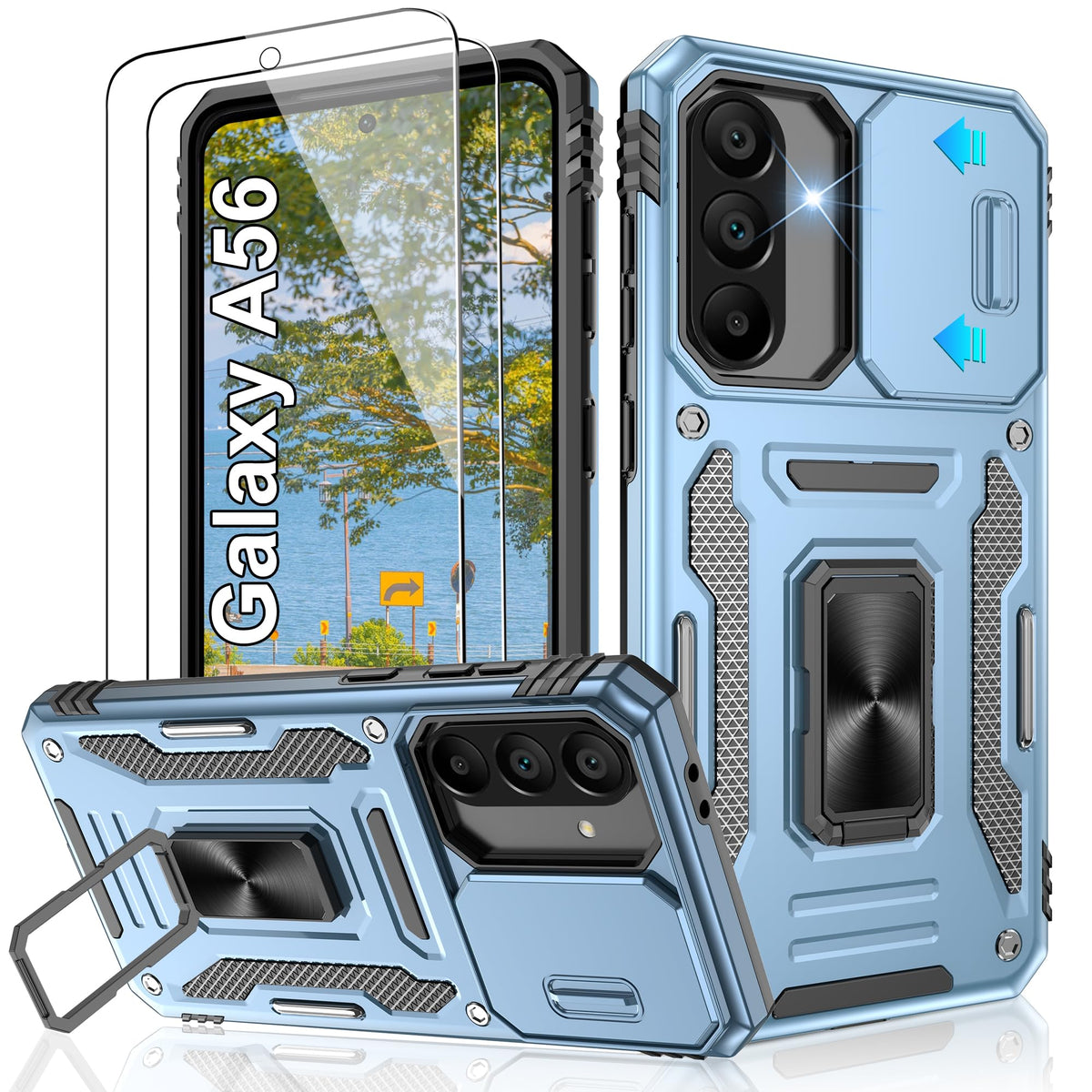 Shockproof phone case for Samsung A26 5G with 2 screen protectors