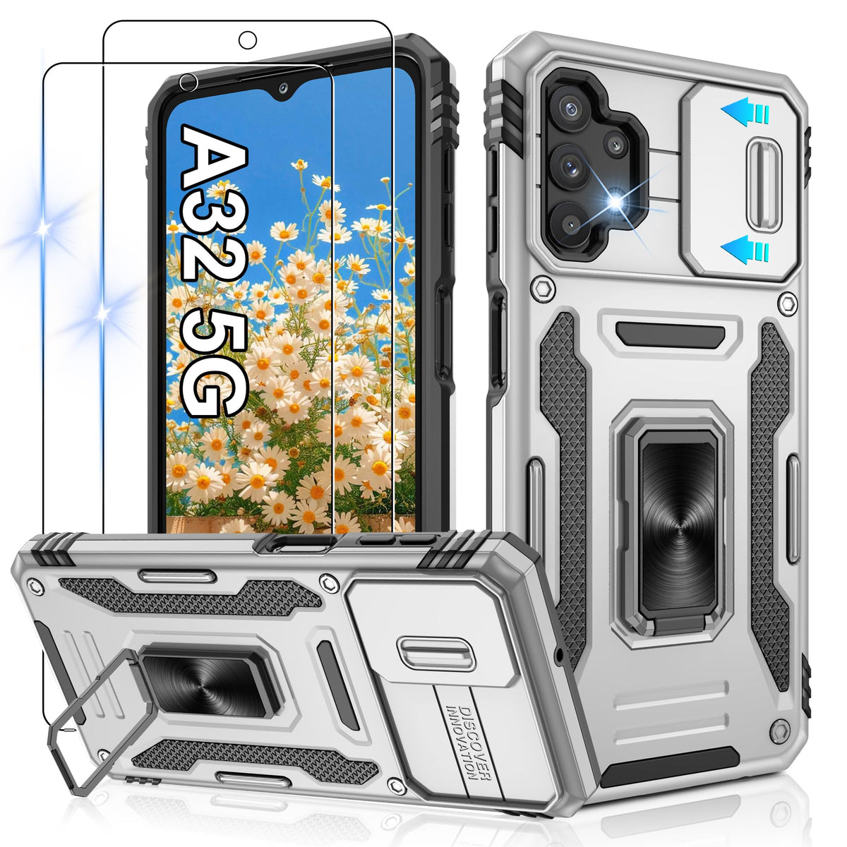 Shockproof phone case for Samsung A26 5G with 2 screen protectors