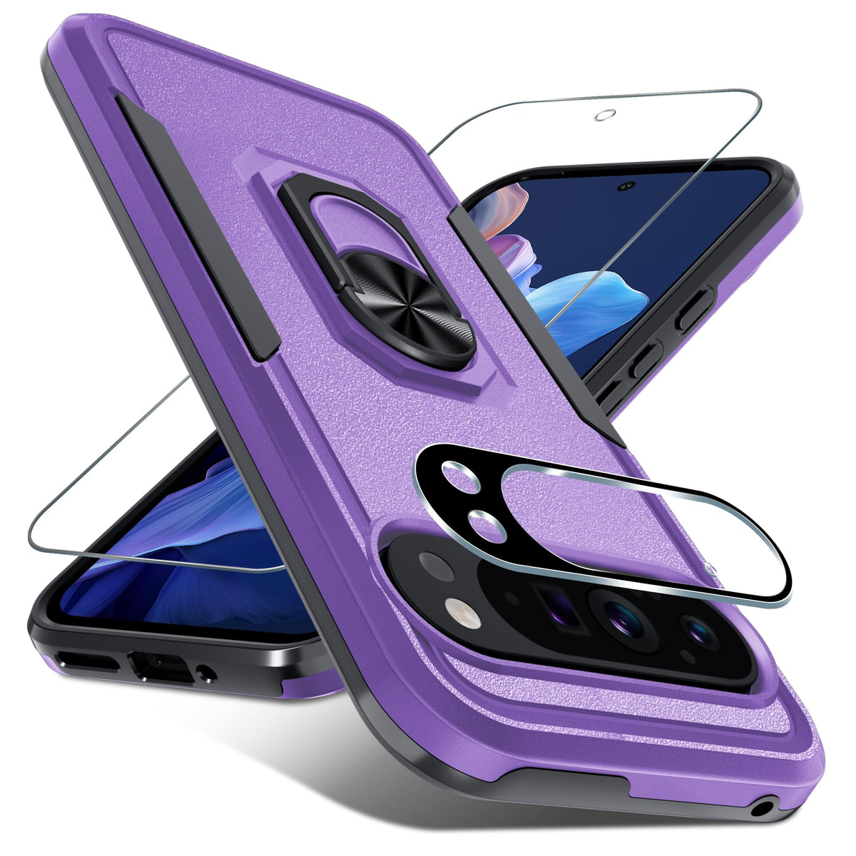 TPU phone case for Google Pixel 10/10 Pro with built-in metal ring holder