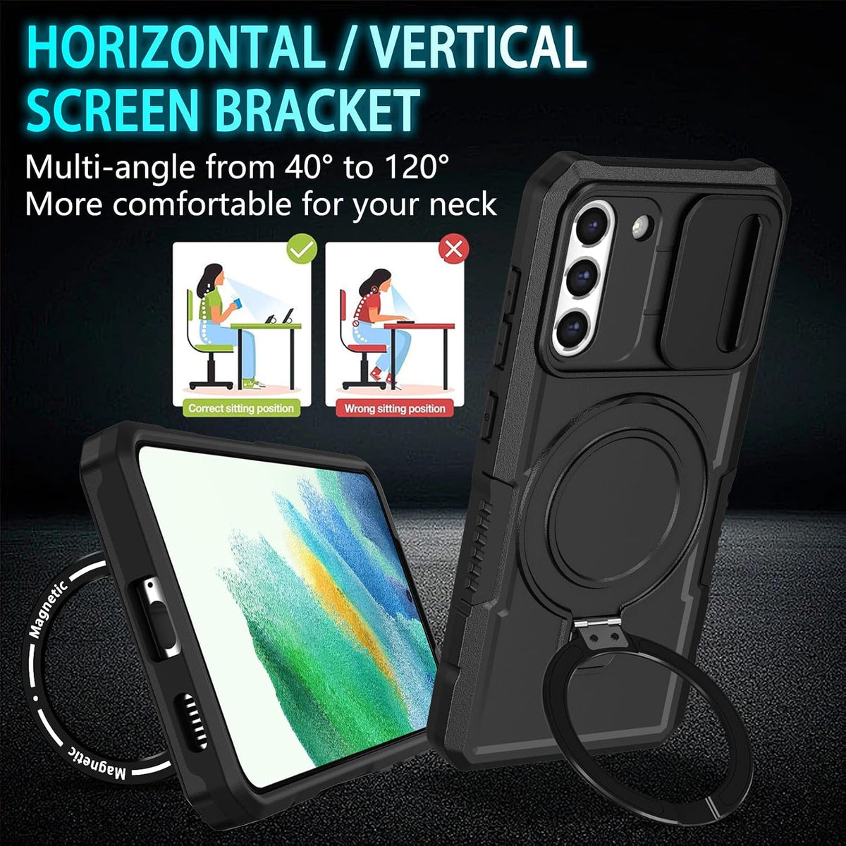 PC+TPU shockproof phone case for Samsung Galaxy S21 FE, includes 2 sc