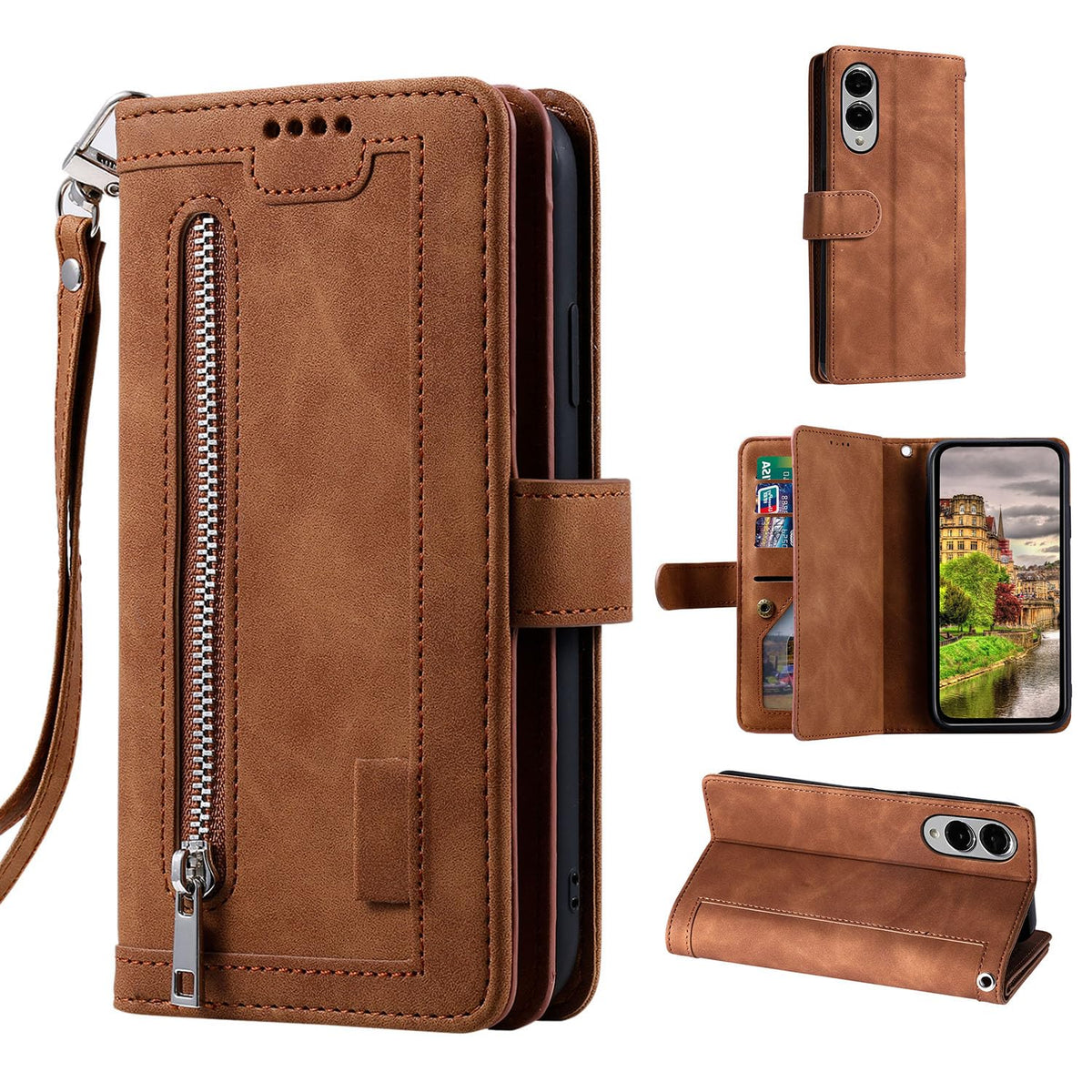 Wallet-style leather phone case for Samsung Galaxy S26 Ultra, retro style