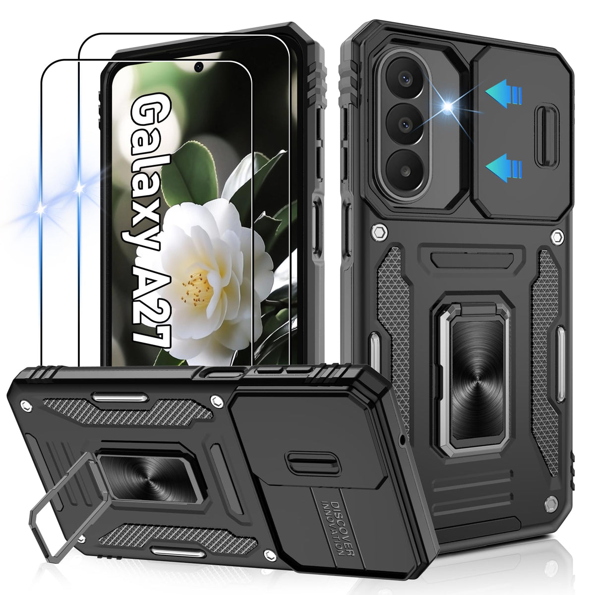 Shockproof phone case for Samsung A26 5G with 2 screen protectors