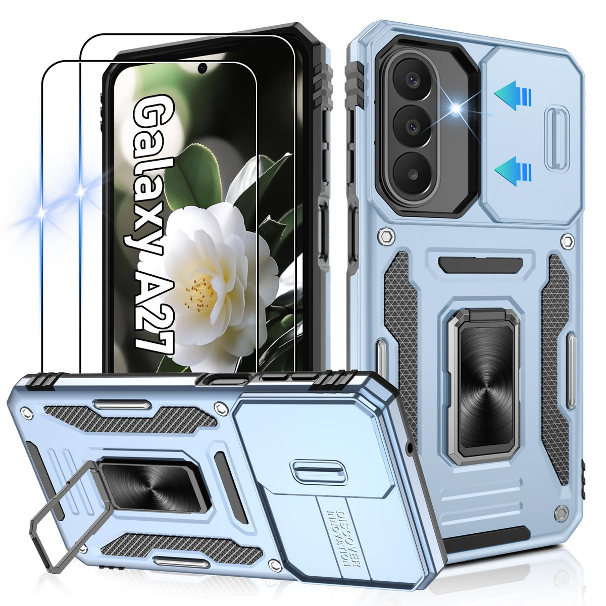 Shockproof phone case for Samsung A26 5G with 2 screen protectors
