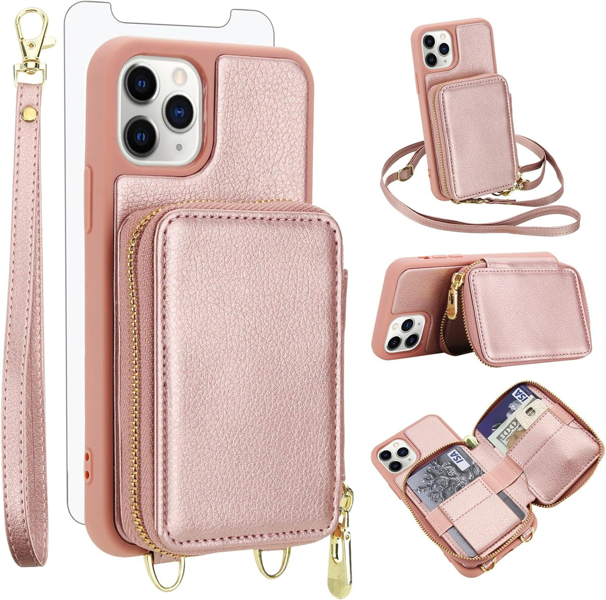 PU+TPU Leather Wallet Case With Screen Protector for iPhone 17 Pro Max