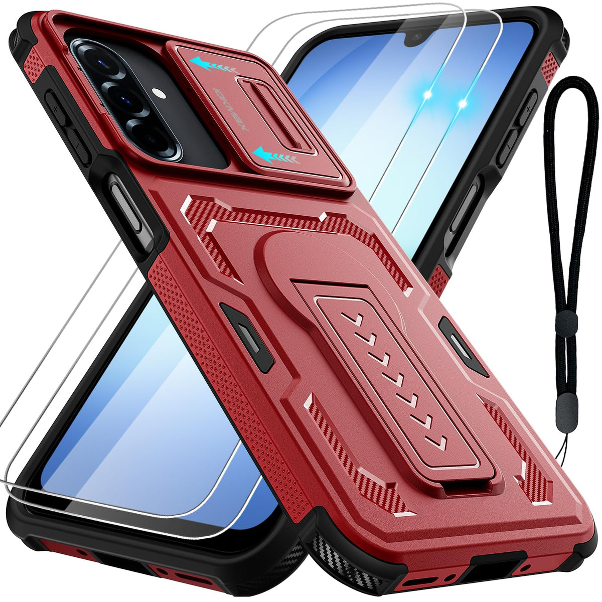 Shockproof phone case for Samsung Galaxy A17/A16/A26-4G/5G, includes 2 screen protectors.