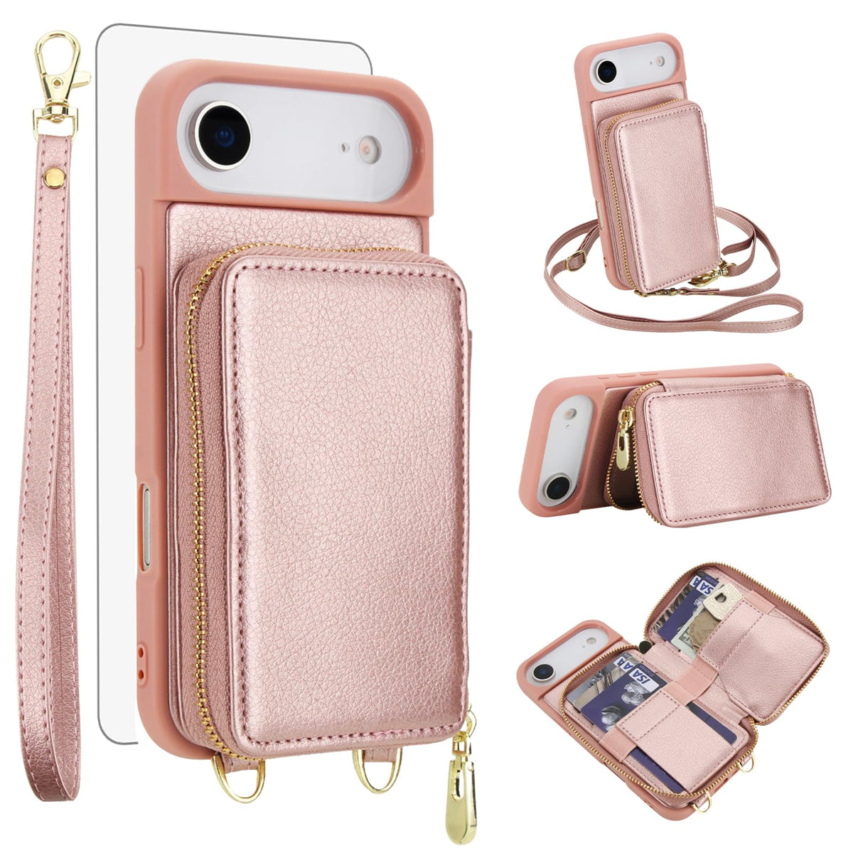 PU+TPU Leather Wallet Case With Screen Protector for iPhone 17 Pro Max