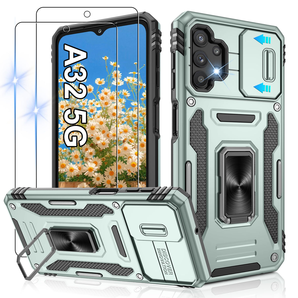 Shockproof phone case for Samsung A26 5G with 2 screen protectors