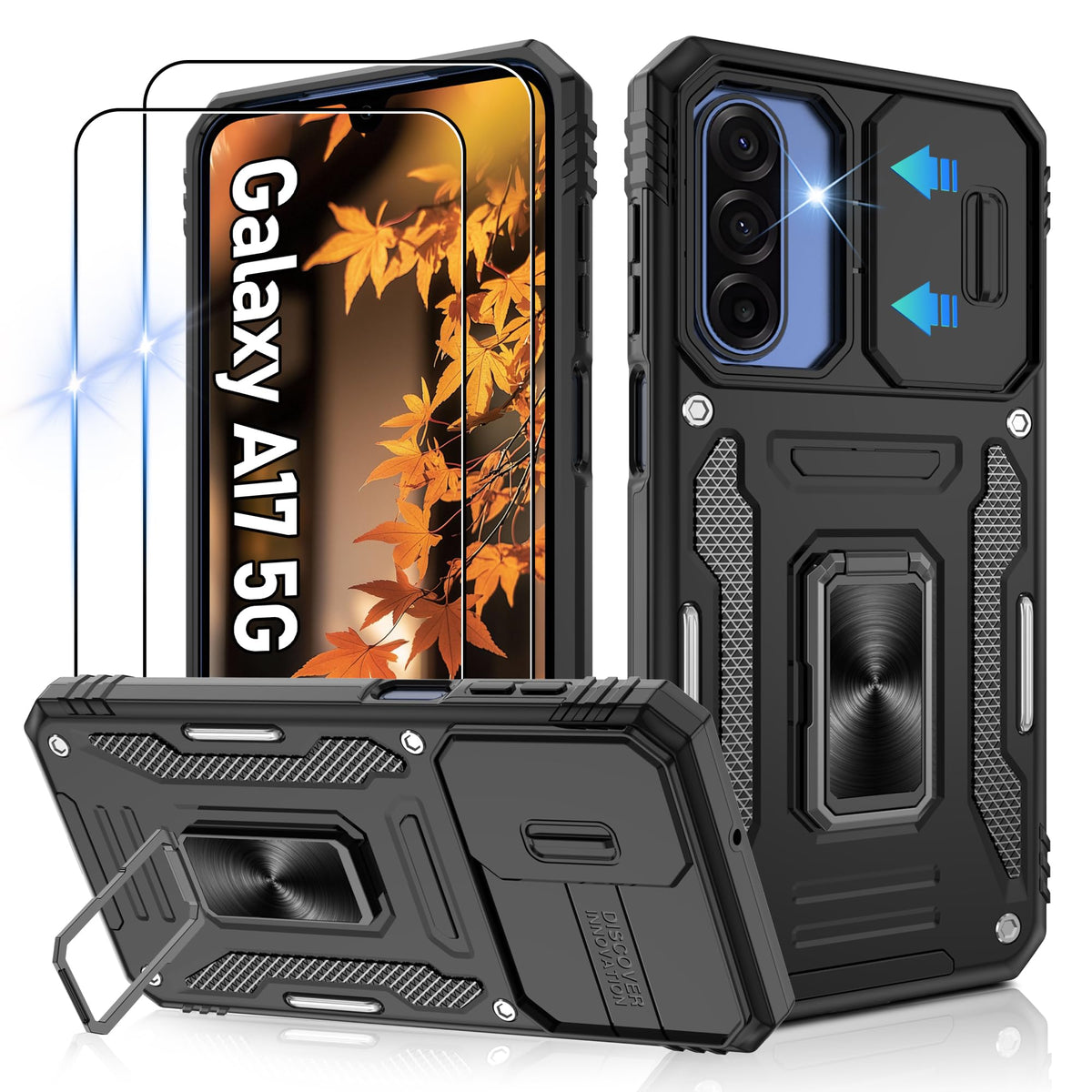 Shockproof phone case for Samsung A26 5G with 2 screen protectors