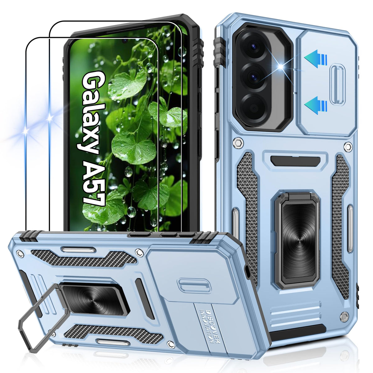 Shockproof phone case for Samsung A26 5G with 2 screen protectors