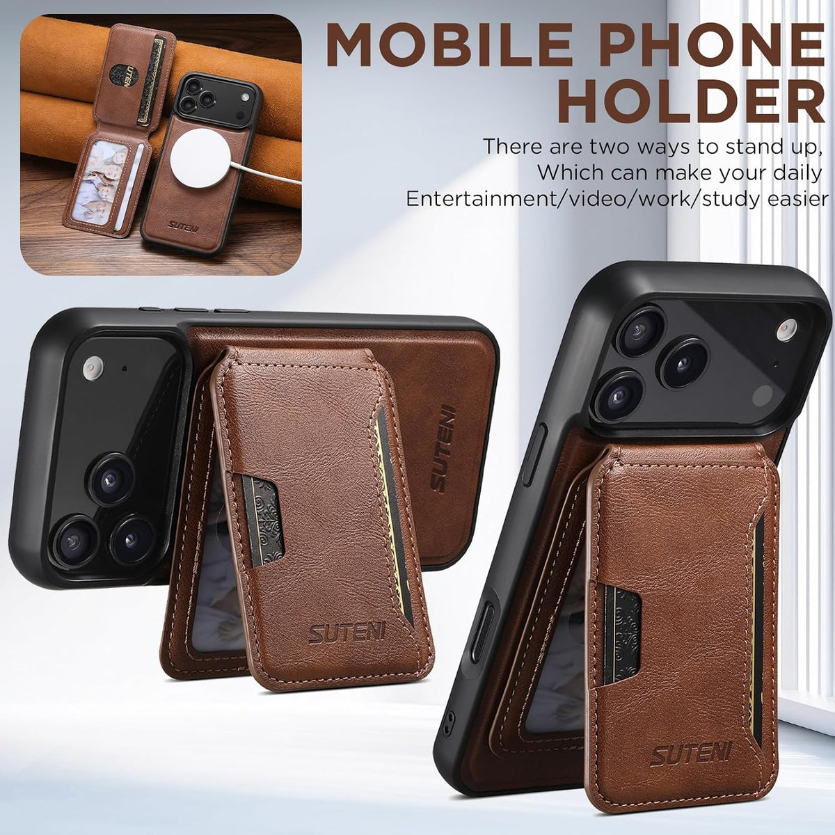 MagSafe Genuine Leather Shockproof Phone Case for iPhone 17 Pro Max