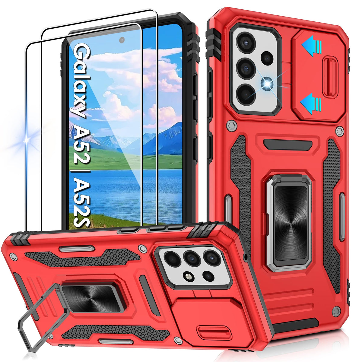 Shockproof phone case for Samsung A26 5G with 2 screen protectors