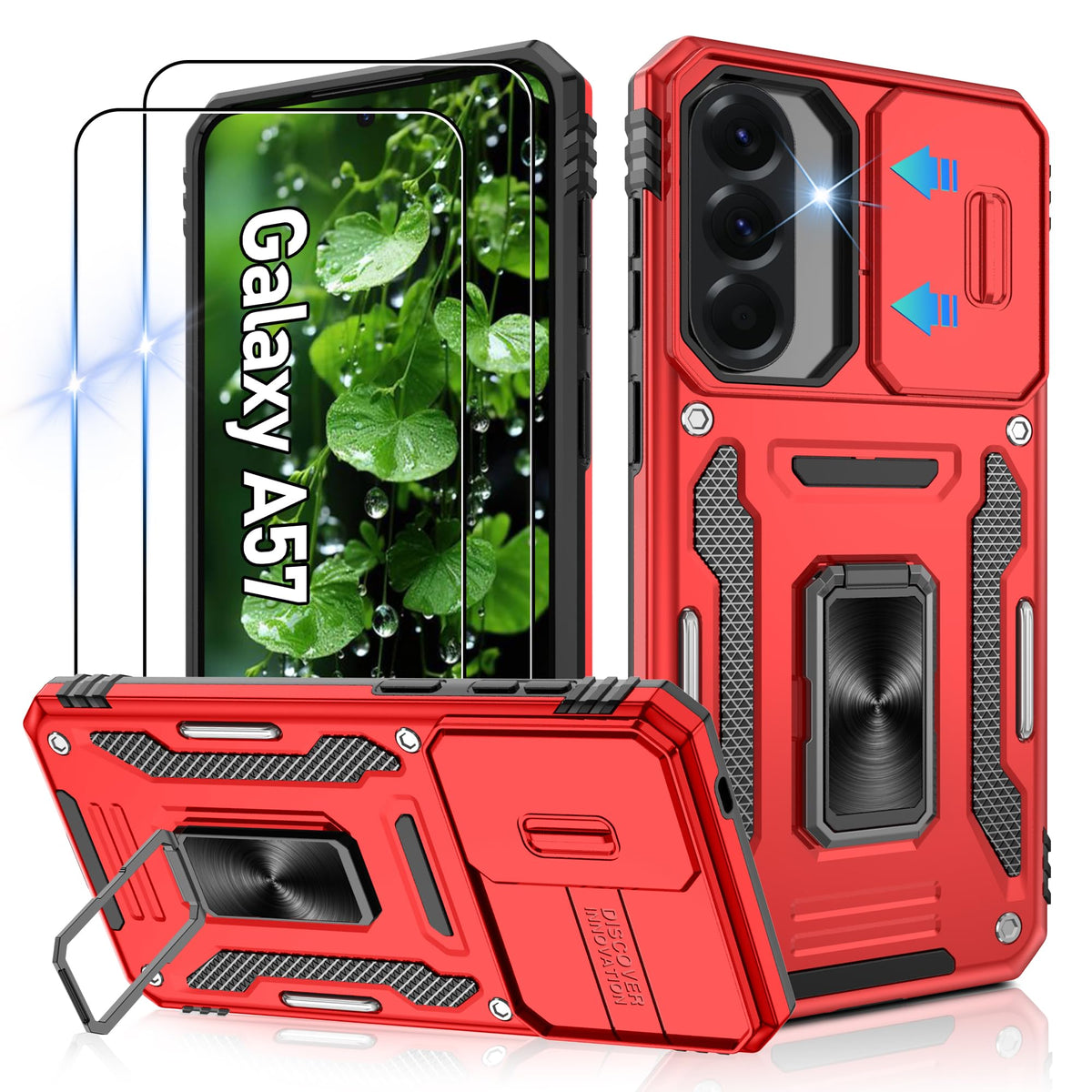 Shockproof phone case for Samsung A26 5G with 2 screen protectors