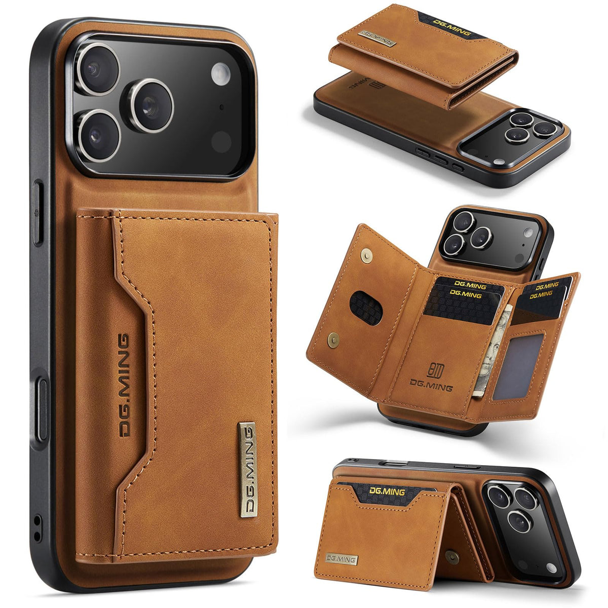 Leather phone case with card slot for iPhone 17 Pro Max