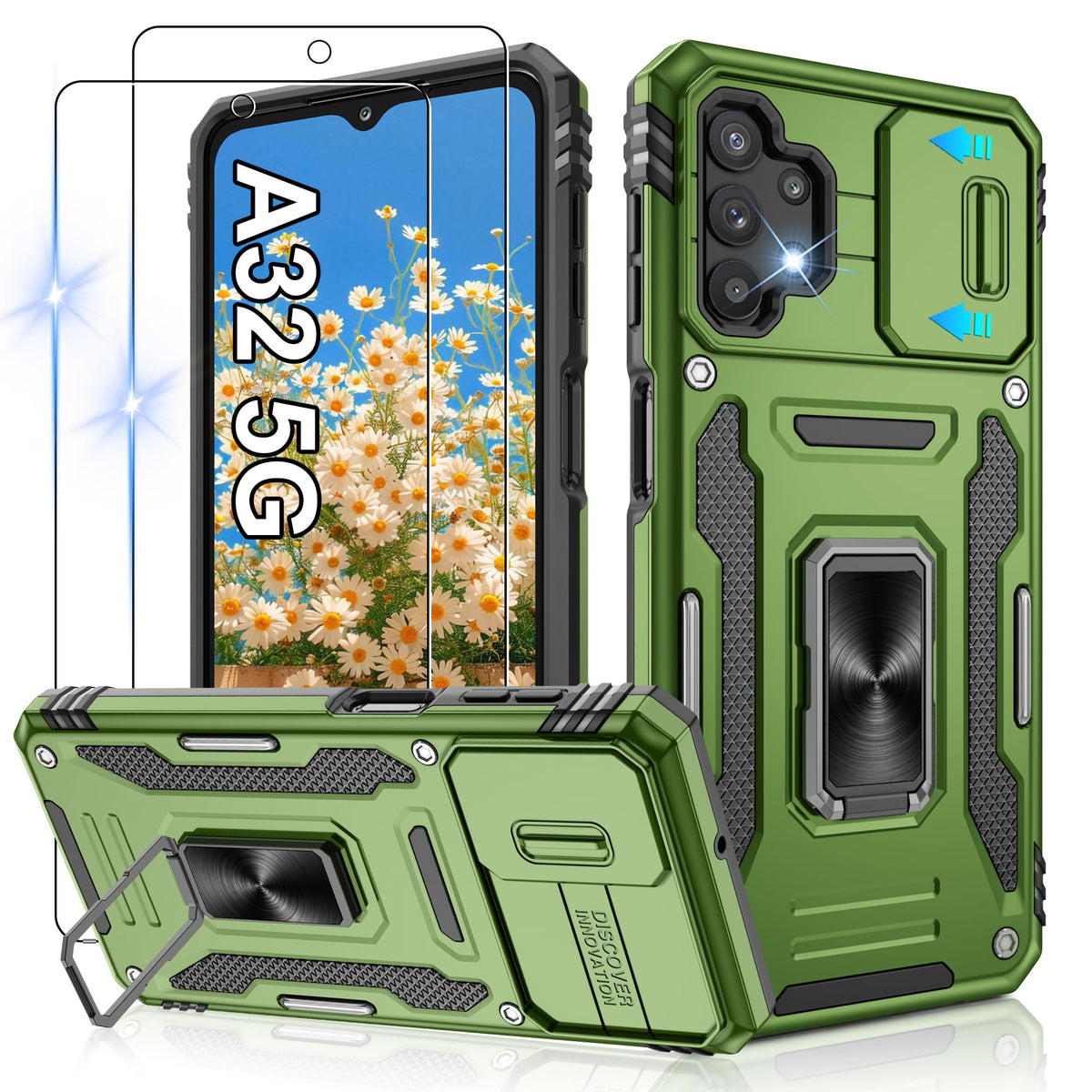 Shockproof phone case for Samsung A26 5G with 2 screen protectors