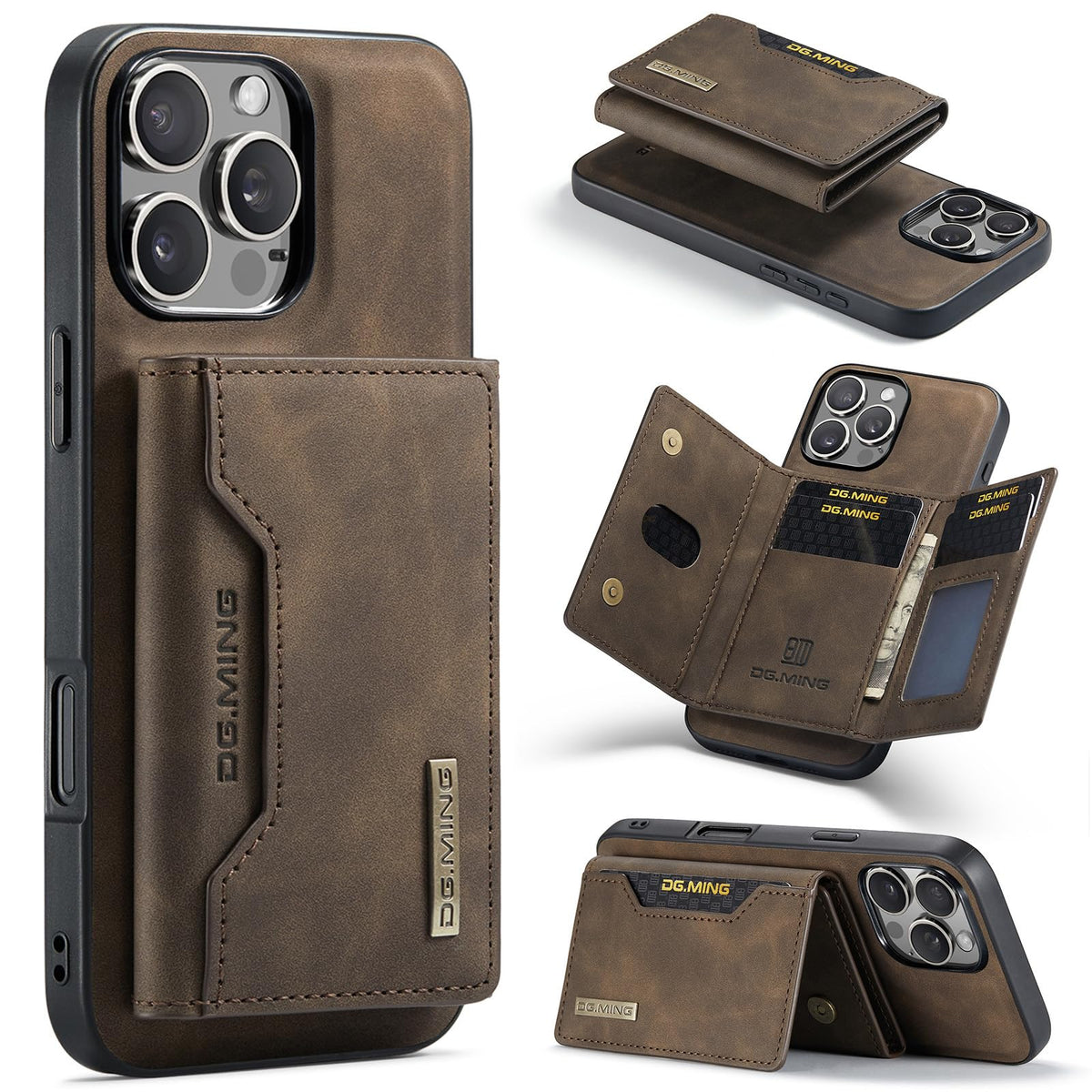 Leather phone case with card slot for iPhone 17 Pro Max