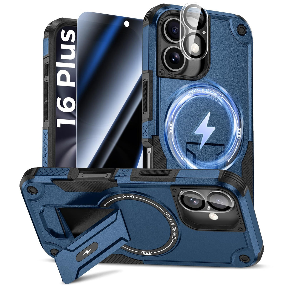 MagSafe Phone Case with Stand for iPhone 17 Pro Max, Anti-Peep & Lens Protector