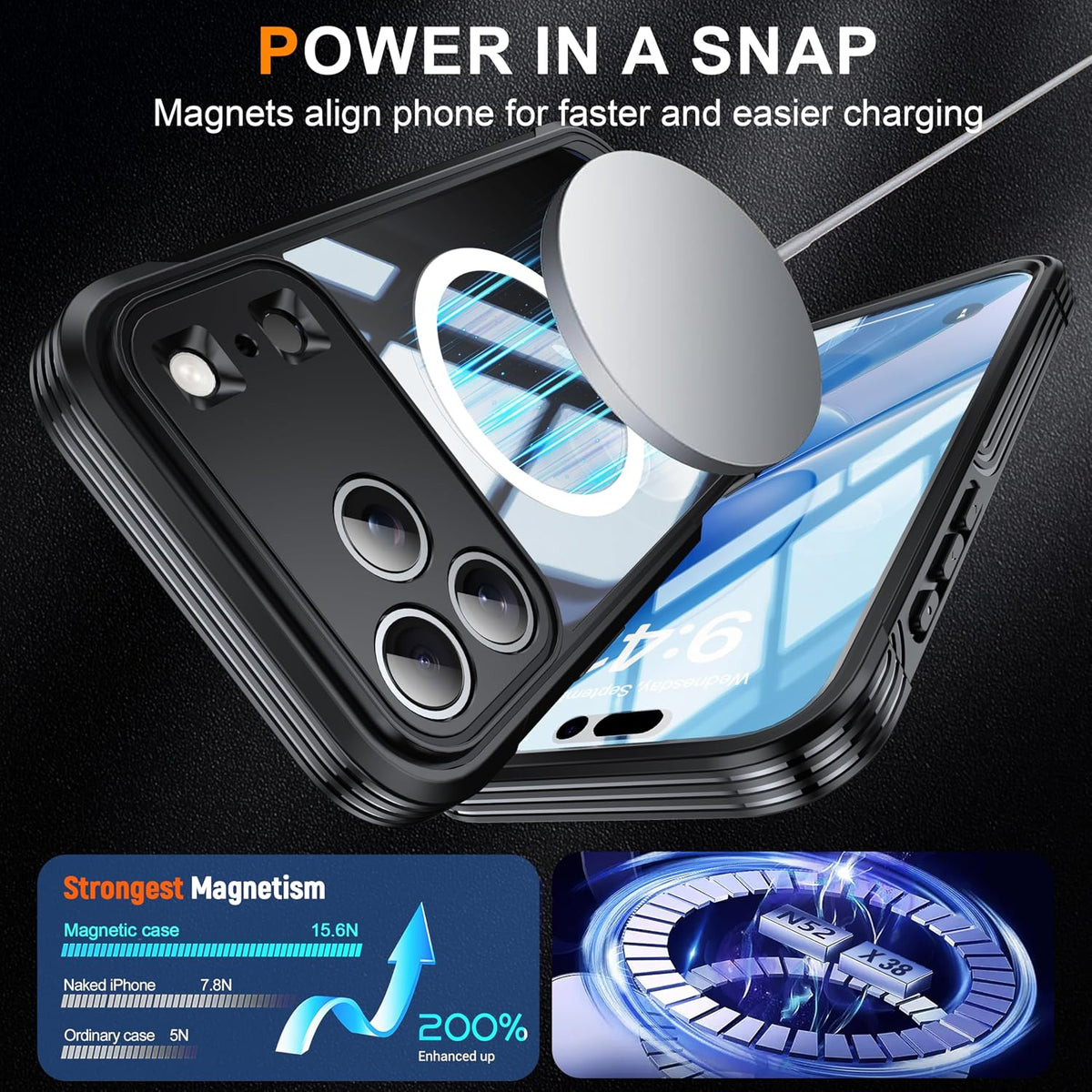 Shockproof Magnetic phone case for iPhone 17 Pro Max, military-grade 