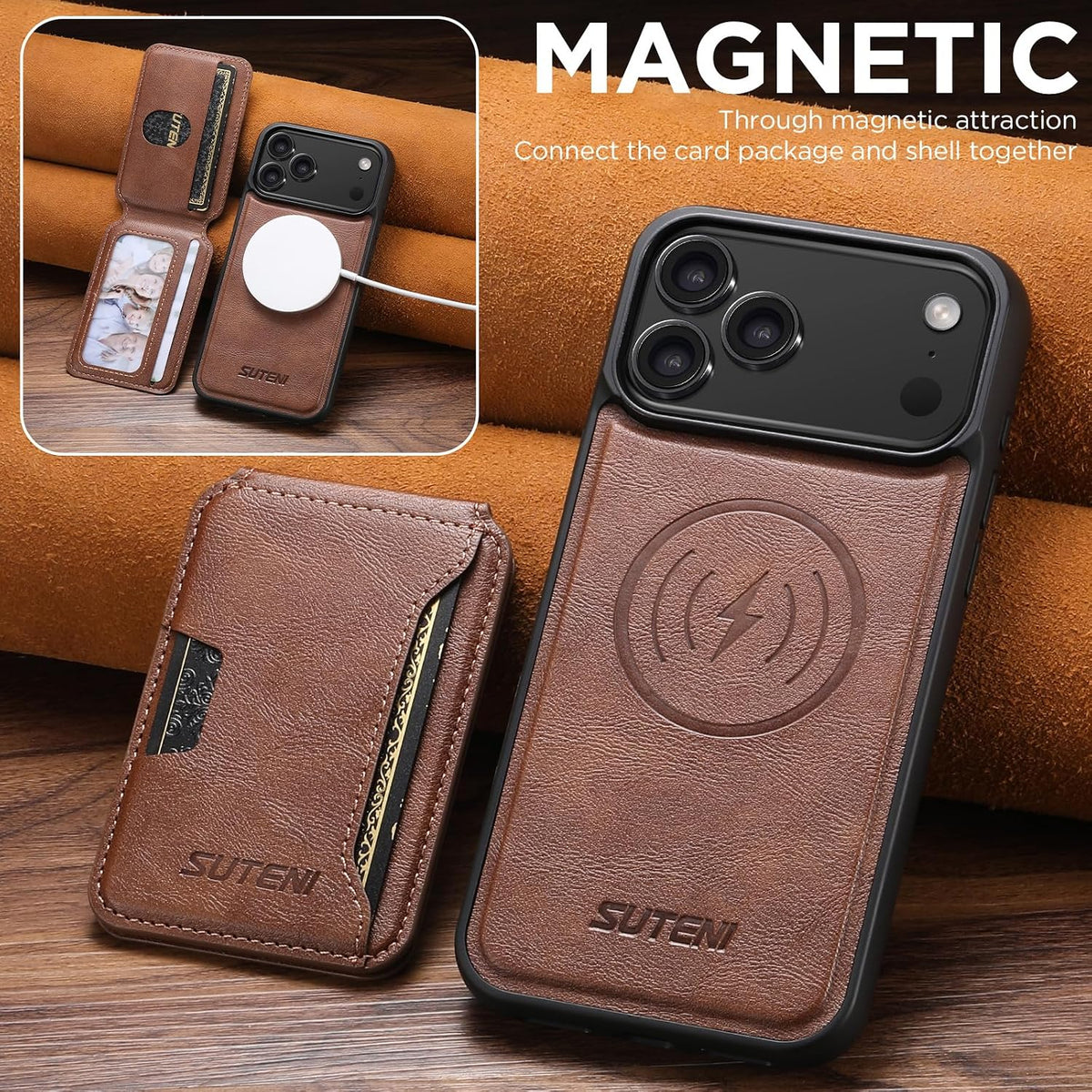MagSafe Genuine Leather Shockproof Phone Case for iPhone 17 Pro Max