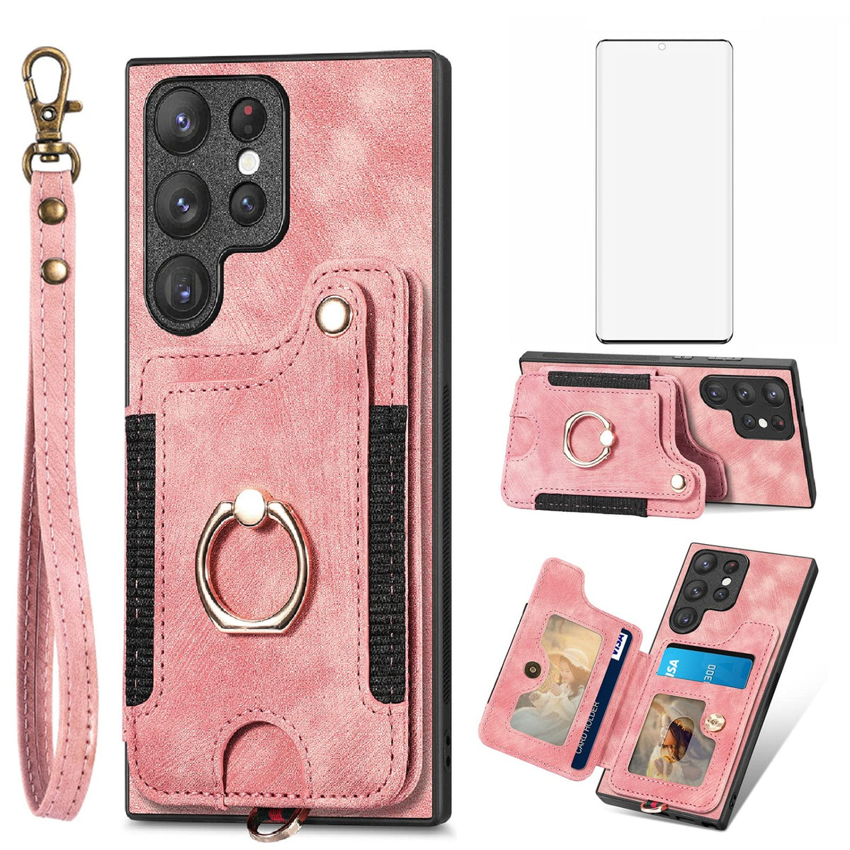 Card Holder phone case for Samsung Galaxy S22 Ultra 5G with screen pr