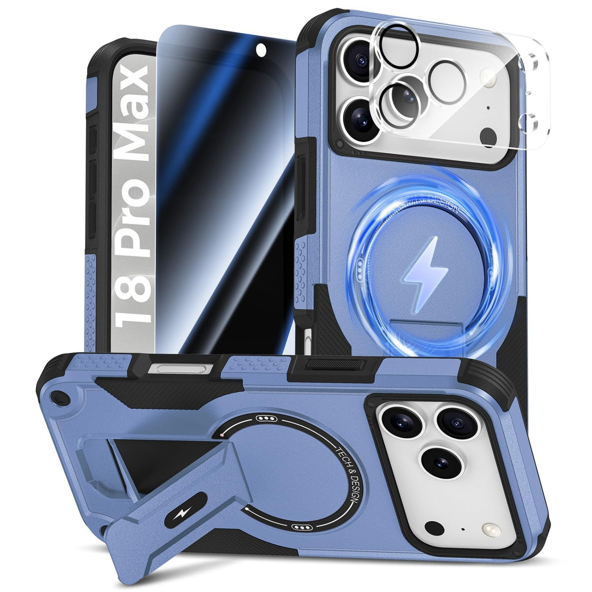 MagSafe Phone Case with Stand for iPhone 17 Pro Max, Anti-Peep & Lens Protector
