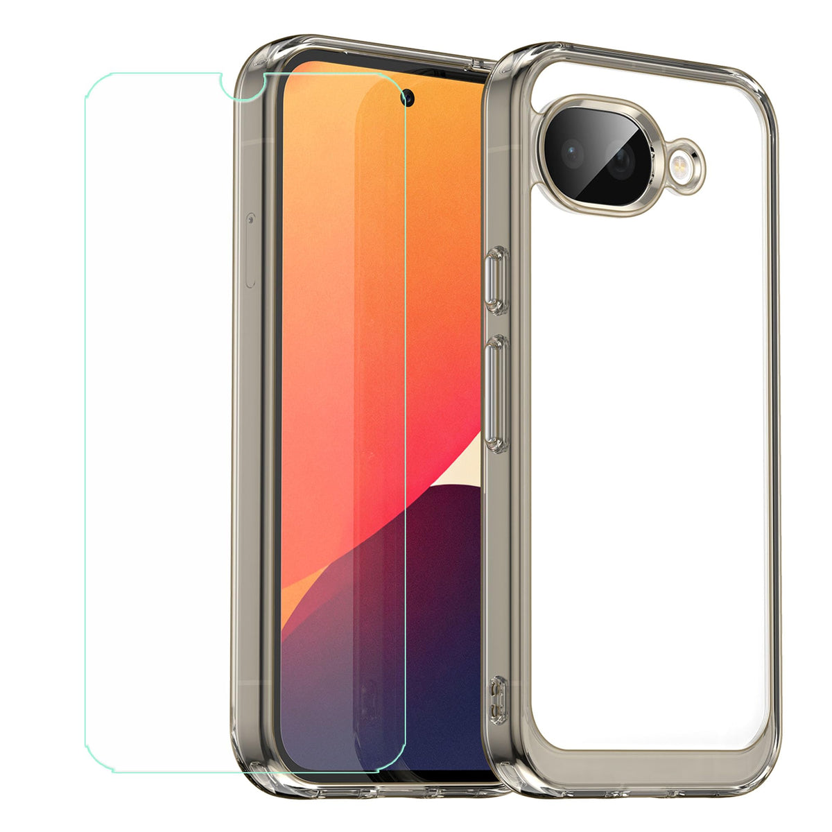Carbon Fiber Cover for Google Pixel 10A + HD Tempered Glass,Shell Protective Back Case - Anti-Scratch Screen Protector (6,2")