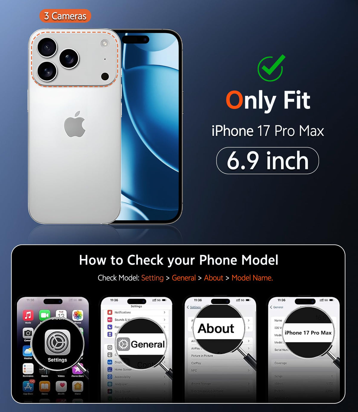 Clear Anti-Yellowing Case for iPhone 17 Pro Max 6.9 Inch, N52 Strong Magnetic Wireless Charging Phone Cover with 10FT Military Drop Protection