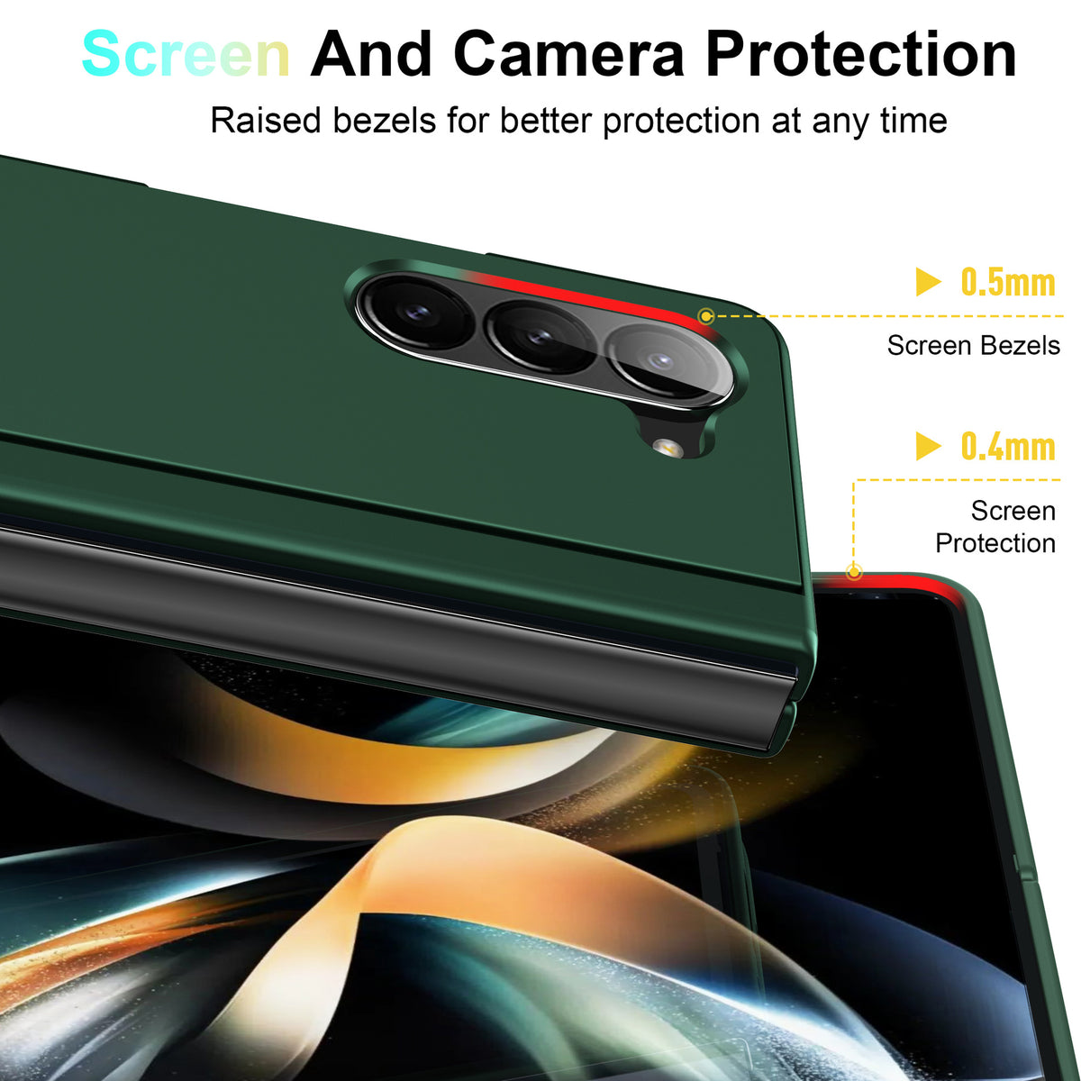Raised edge protection on Samsung Z Fold 6 stand case – covers screen and camera lens – free shipping