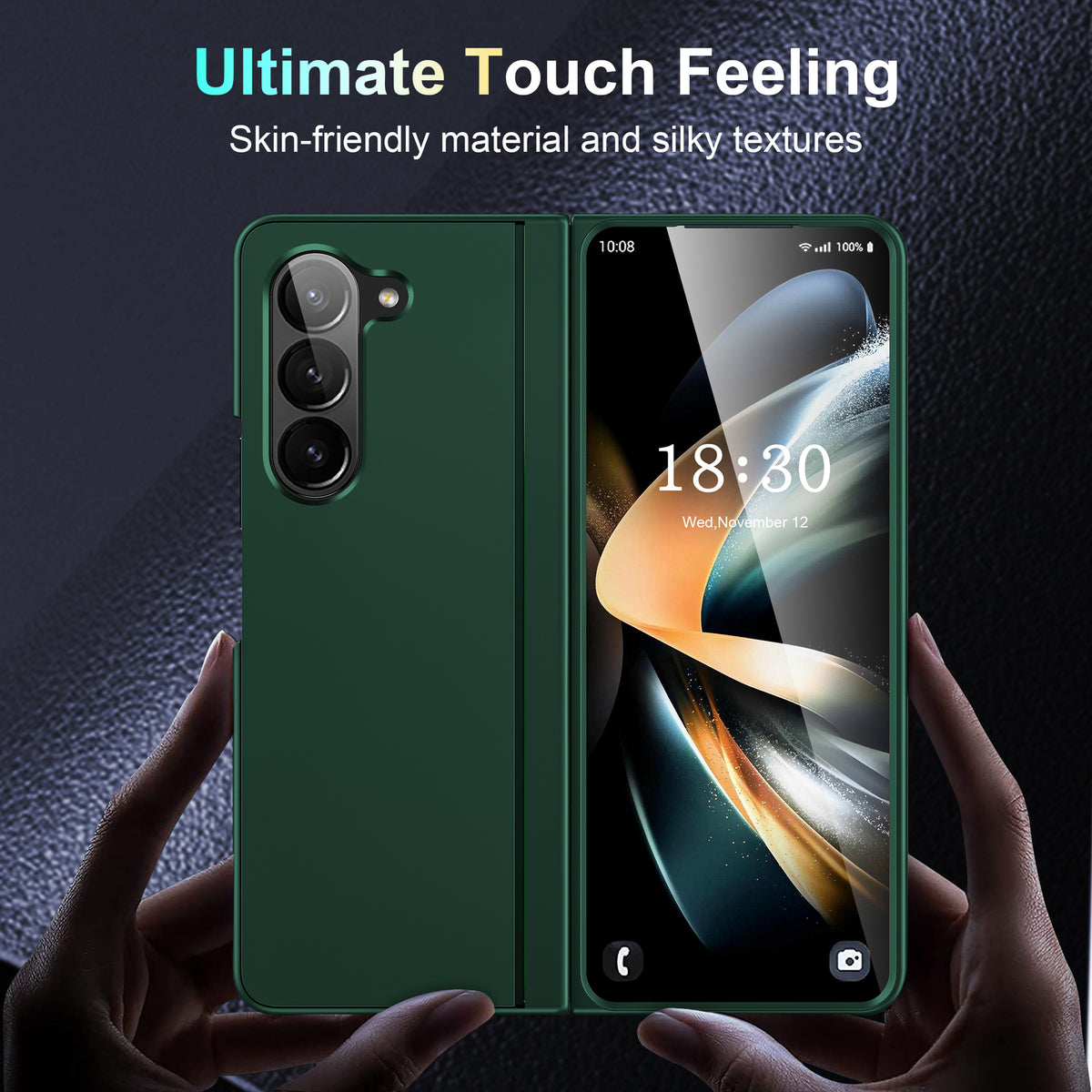 PU leather texture on Z Fold 6 case – soft warm touch – oil resistant – free ship