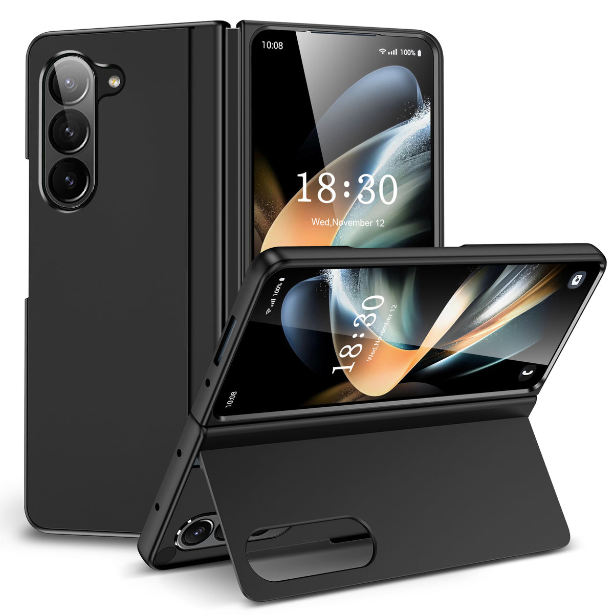Samsung Galaxy Z Fold 6 PC faux leather case with magnetic closure – hidden stand folded – free shipping