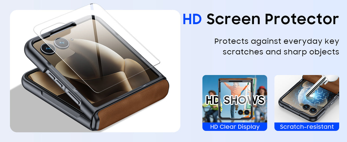 Motorola Razr 50 external display tempered glass protector pre-installed – 9H hardness HD clarity – free shipping