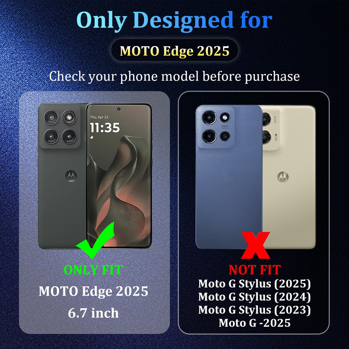 Motorola Edge 2025 magnetic TPU case with screen protector and camera protector – military-grade drop protection