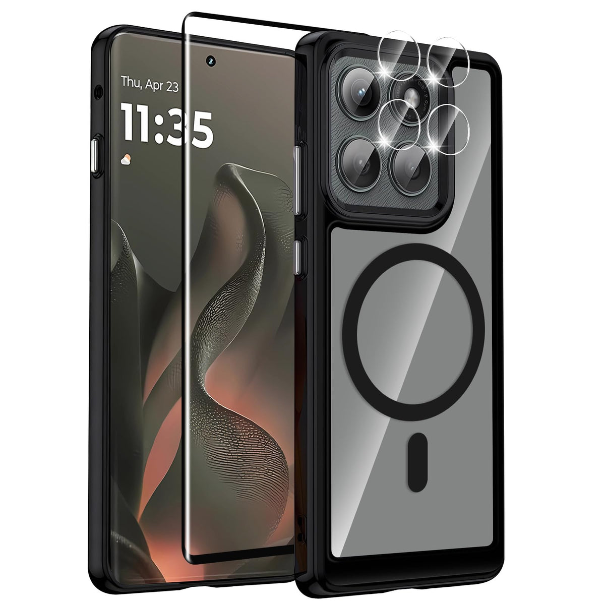 Motorola Edge 2025 magnetic TPU case with screen protector and camera protector – military-grade drop protection