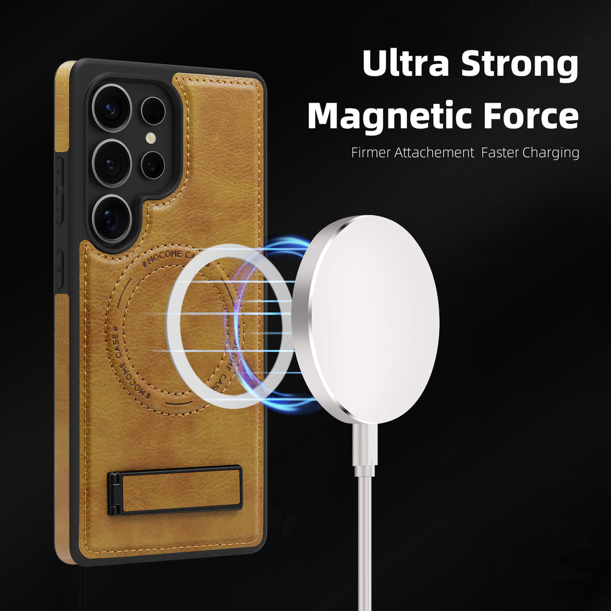 Magnetic faux leather phone case holder for Samsung Galaxy S25 Ultra