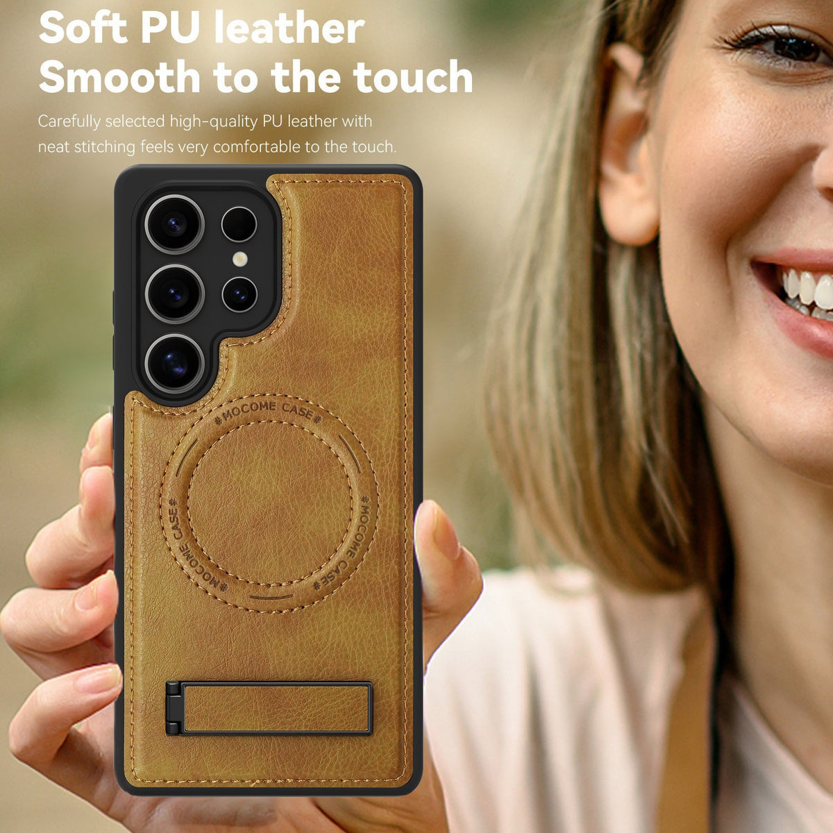Magnetic faux leather phone case holder for Samsung Galaxy S25 Ultra
